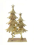 Bulk 4 Rustic Gold Metal Xmas Tree & Reindeer 40x11x59cm