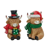 Bulk 8 Xmas Polyresin Highland Cow 13.5x12x20cm 2 Asst In Australia - Darrahopens