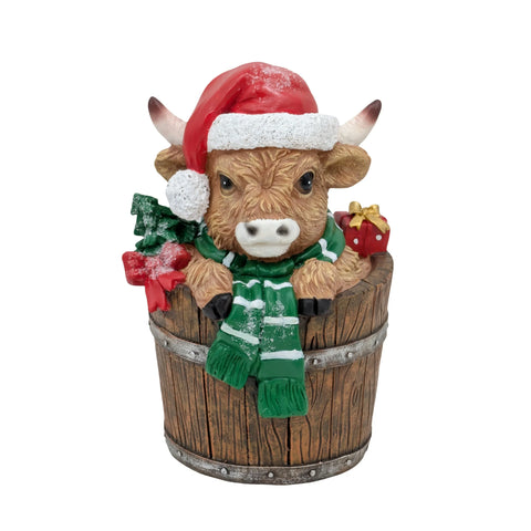 Bulk 4 Xmas Polyresin Highland Cow 17x16.5x25cm In Australia - Darrahopens