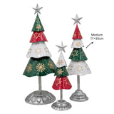 Bulk 4 Xmas Metal Red & Green Tree Med 17x17x55cm In Australia - Darrahopens