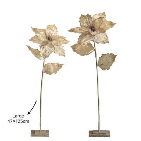 Bulk 4 Xmas Champagne Luxe Poinsettia Lrg 47x47x125cm In Australia - Darrahopens