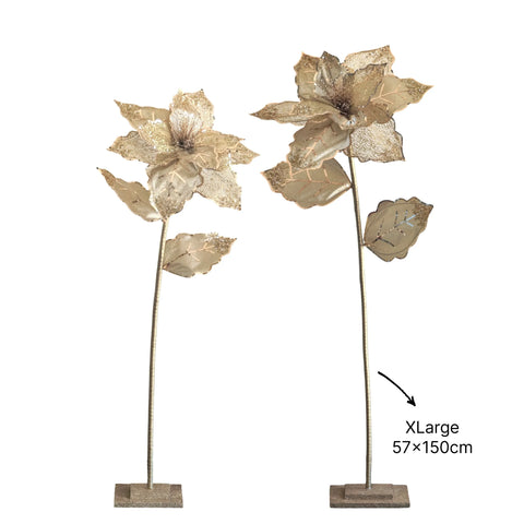 Bulk 2 Xmas Champagne Luxe Poinsettia Xlrg 57x57x150cm In Australia - Darrahopens