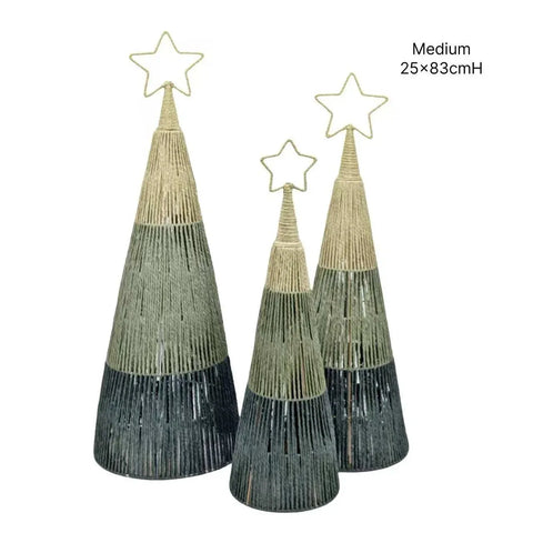 Bulk 4 Xmas Forest Green Paper Rope Tree Med 25x83cm In Australia - Darrahopens