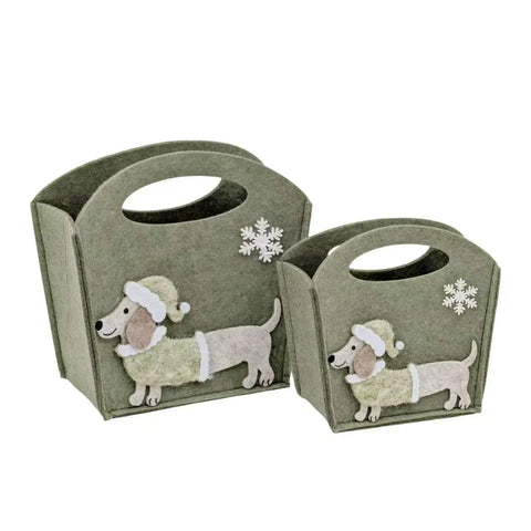 Bulk 12 Xmas Felt Bag W Dashund 19x9x18.5cm In Australia - Darrahopens