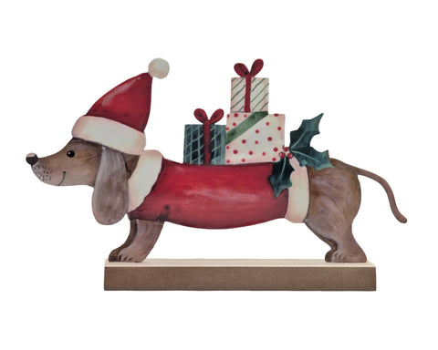 Xmas Metal Dashund Standing Deco 20x4x12cm In Australia - Darrahopens