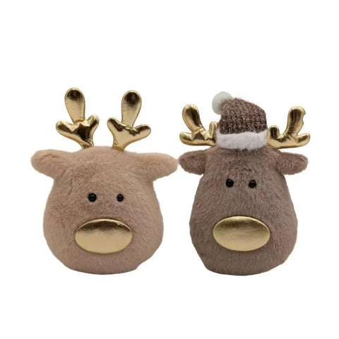 Xmas Fabric Reindeer deco14x6.5x18cm 2 Asst In Australia - Darrahopens