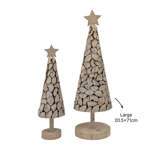 Bulk 4 Xmas Wooden Tree Lrg 20.5x20.5x71cm