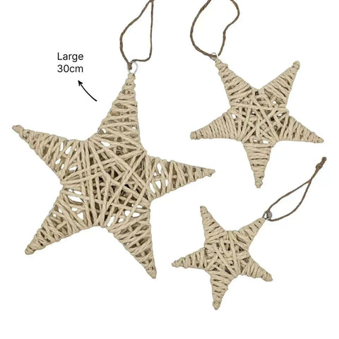 Bulk 24 Xmas Natural Paper Rope Star Lrg 30cm In Australia - Darrahopens