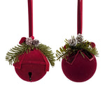 Bulk 24 Xmas Burgundy Velvet Bauble Hanger 10x22x8cm 2 Asst In Australia - Darrahopens