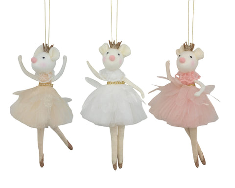 Bulk 24 Xmas Hanging Mouse Ballerina 18cm 3 Asst In Australia - Darrahopens