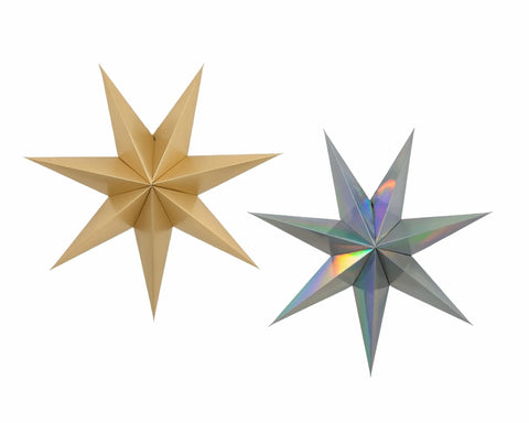 Bulk 24 Xmas Folded Paper Metallic Star 40cm 2 Asst In Australia - Darrahopens