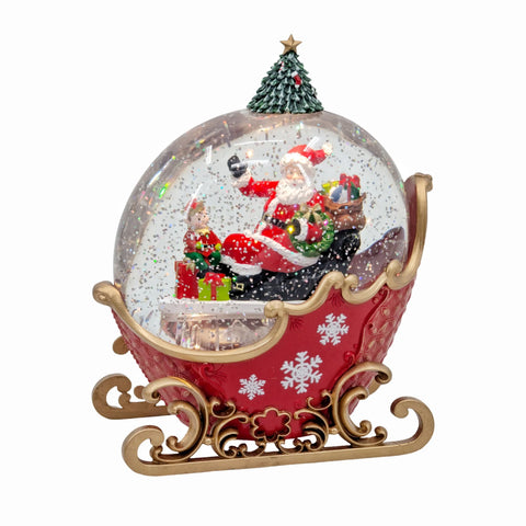 Bulk 3 Xmas Led Santa Sleigh Water globe16.8x11x19.5cm In Australia - Darrahopens