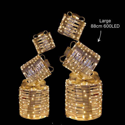 Xmas Led Stacked Gift Box Round 88cm 600led In Australia - Darrahopens