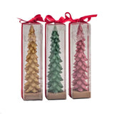 Xmas Tree Shaped Taper Candle 4.7x18.7cm 3 Asst