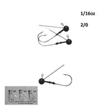 Vike 1/16 oz Weedless Round  Jig Head with a Size 2/0 Hook Tungsten, 4 pack