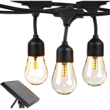 15m Solar Power Outdoor String Lights - 48 Ft Hanging Edison Bulbs Create Bistro Ambience in Your Yard - Commercial Grade
