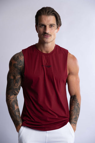 HARD HITTERS MEN'S CREW COTTON TANK BURGANDY X-Large