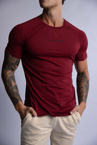 HARD HITTERS RAGLAN CREW TEE BURGUNDY LARGE