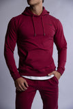 HARD HITTERS SLIM FIT TERRY HOODIE BURGUNDY SMALL