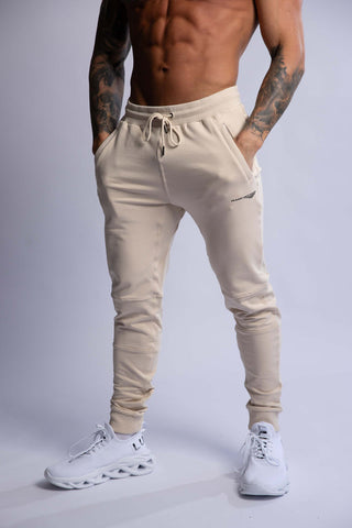 SLIM FIT TERRY JOGGERS BEIGE SMALL