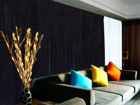 Long Large Velvet Curtains Black PINCH PLEAT 590x270cm + 30 Hooks Polyeste New