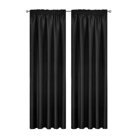 Blockout Curtains 2pcs 137x160cm PINCH PLEAT Blackout High Level Fabric Black