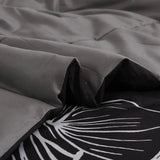 Black Purple Hibiscus Bloom Comforter Quilted Doona Set
