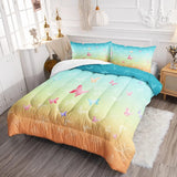 Aqua Sunset Butterfly Dream Comforter Quilted Doona Set