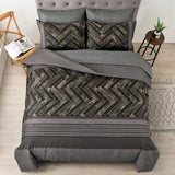 Charcoal Geometric Luxe Comforter Quilted Doona Set