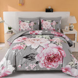 Grey Blush Peony Garden Comforter Quilted Doona Set
