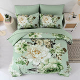 Sage Green Peony Botanica Comforter Quilted Doona Set