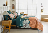 Teal Terracotta Dahlia Bloom Comforter Quilted Doona Set