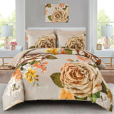 Cream Golden Rose Meadow Comforter Quilted Doona Set