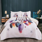 Radiant dreamcatcher white cultural 3 Pc Bedspread & Pillow Cover Set