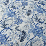 Blossoming Peony Garden blue white 3 Pc Bedspread & Pillow Cover Set