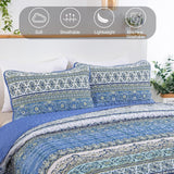 Blue teak Sunrise Floral Lightweight 3 Pc Bedspread & Pillow Cover Set