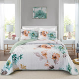 Rustic Farmhouse Chic floral Cozy 3 Pc Bedspread & Pillow Cover Set