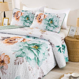 Rustic Farmhouse Chic floral Cozy 3 Pc Bedspread & Pillow Cover Set