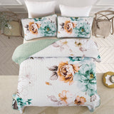 Rustic Farmhouse Chic floral Cozy 3 Pc Bedspread & Pillow Cover Set