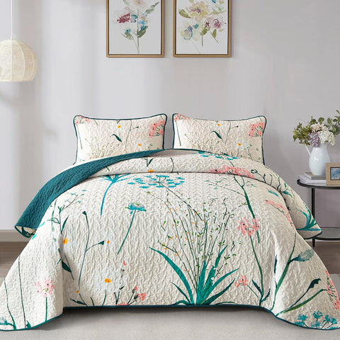 Soft floaral Orchid Dream 3 Pc Bedspread & Pillow Cover Set