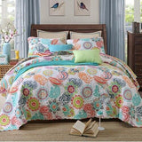 Embroidered Regal Lily Pattern 3 Pc Bedspread & Pillow Cover Set