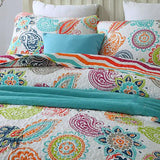 Embroidered Regal Lily Pattern 3 Pc Bedspread & Pillow Cover Set