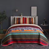 Rusty Boho floral Chic 3 Pc Bedspread & Pillow Cover Set