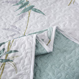 Soft leafey bloom Quilted 3 Pc Bedspread & Pillow Cover Set