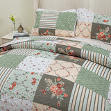 Warm Cozy patchwork greem 3 Pc Bedspread & Pillow Cover Set