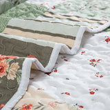 Warm Cozy patchwork greem 3 Pc Bedspread & Pillow Cover Set