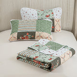 Warm Cozy patchwork greem 3 Pc Bedspread & Pillow Cover Set