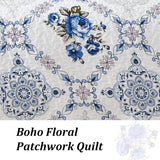 Rich white blue Elegant 3 Pc Bedspread & Pillow Cover Set