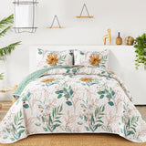 Serene green Blossom Cozy 3 Pc Bedspread & Pillow Cover Set