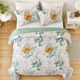 Serene green Blossom Cozy 3 Pc Bedspread & Pillow Cover Set